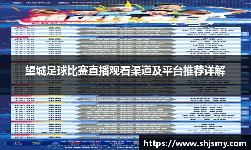 望城足球比赛直播观看渠道及平台推荐详解